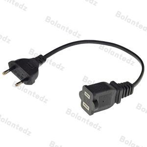 볼란데츠 1개 유럽형 2핀 남성 플러그 - 미국형 여성 전원 어댑터 케이블  EU Nema 1-15R 코드