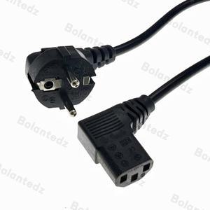 Bolantedz 1.5M 5FT IEC320 C13 주전자 90 직각 유럽 2 핀 라운드 AC EU 플러그 전원 리드 코드 PC 150cm