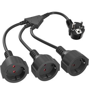 3AC Schuko 소켓이있는 EU 유럽 전원 연장 코드 250 V/16A 공급 전기 케이블 컴퓨터 홈용 트리플 플러그 어