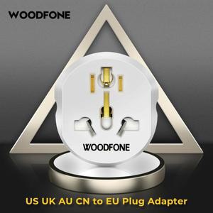 WOODFONE EU 플러그 어댑터  여행용 범용 16A 컨버터  2 라운드 핀 소켓  AU UK CN US to