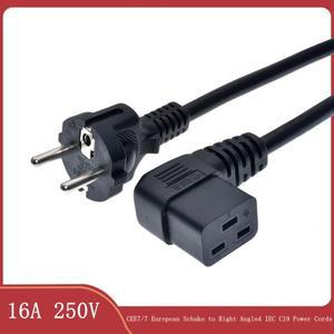 직각 C19 - 유럽 플러그 서버/PDU용 전원 케이블  C20 AC 연결 Schuko 어댑터 L자형 리드 코드