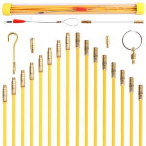 21피스 43CM 유리 섬유 와이어 케이블 푸시 풀러 서비스 도구 액세서리 후크 막대 천장 팬 소켓 용 벽 전기