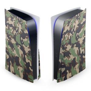 헤드 케이스 디자인 브라운 및 그린 카모 위장 비닐 페이스플레이트 스티커 게이밍 스킨 데칼 커버, 소니 플레이스테이션 5 PS5 디스크 에디션 콘솔과 호환됨