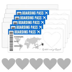 1세트 탑승권 스크래치 카드 서프라이즈 여행 공개  티켓 웨딩 생일 선물 장식