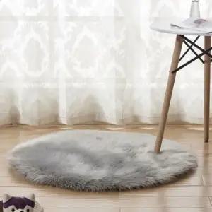 인테리어카페트 그레이 원형 장모 러그 60cm 포인트 거실 침실 카페트 아이방러그