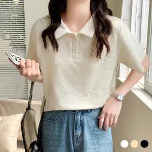 여자 와플 짜임 카라 반팔 티숙 URK462 카라넥 반팔 여름 카라 하프 여성 단체 티숙 단체티 나시 다운 면티