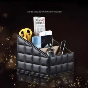 가죽 리모컨 정리함 화장품 수납함 데스크