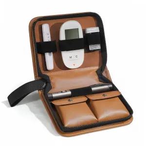 SHBC 혈당 모니터 키트 내구성이 뛰어난 PU 가죽 인슐린 용품 휴대용 케이스 측정기 보관 정리 가방 조절