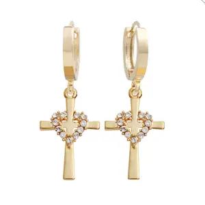 러브크로스 14K 금침 골드 원터치 링 귀걸이