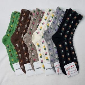 여자 튤립 무늬 자수 패션 예쁜 장목 중목 꽃 양말