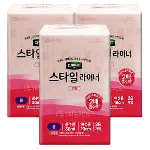 디펜드 스타일 라이너 무향 롱 28Px3팩 여성용 흡수량30ml