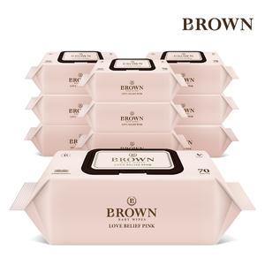 브라운물티슈 러브 빌리프 핑크 70매 캡형 10팩