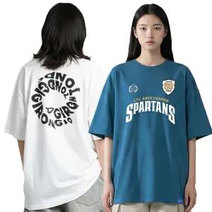 순면티/오버핏/반팔티 여성 오버핏 긴팔티셔츠 박스티/반팔티셔츠 빅사이즈 긴팔티/반티/무지티