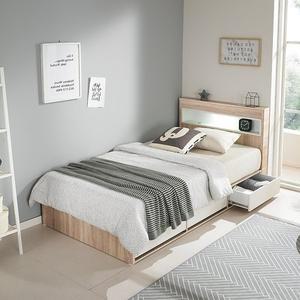 [이홈데코]알렌 LED 서랍형 SS침대(포켓 매트리스포함)