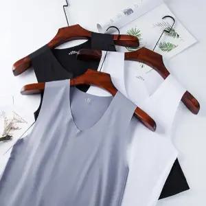 남자 나시 V넥 심리스 무봉제 런닝 민소매 쿨 냉감 기능성 이너 티 셔츠