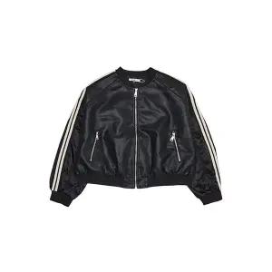 [LAP](강남점)테이프 소매 배색 레더 블루종점퍼 AR1LZ220