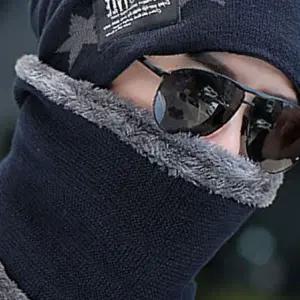 패션모자 스타 융털 넥워머 비니 세트 겨울 기모 목도리 모자