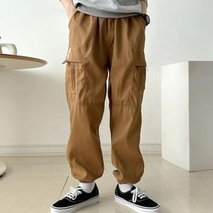 작업 등산 와이드 캠핑 팬츠 남성 통넓은 카고 조커팬츠 전술 면 밴딩