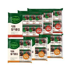 비비고 직화 들기름김 12봉 x3개+참기름김 20봉x3개 (총 96봉)
