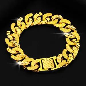 팔찌 18k 고급 도금 노블레스 남자 금 팔찌 변색없는 입체 24k 남성 패션 체인 할로우 주얼리