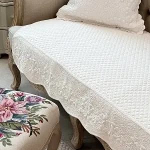 [마메종]로즈 퀼팅 쇼파패드-화이트 (3인용)