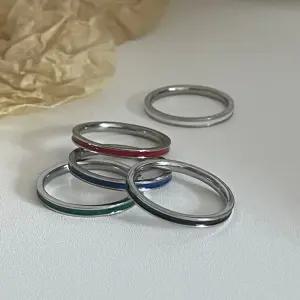 반지 여름 실버 남녀공용 커플 링 우정링 컬러 에폭시 써지컬 스틸 변색없는