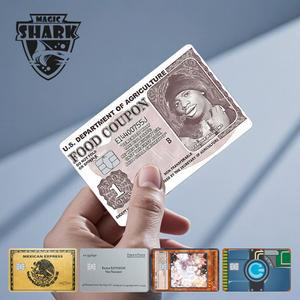 음식 대형 카드 스킨 해골 스티커 필름 익스프레스 직불 매직 샤크 멕시코 쿠폰 소형 신용 커버 칩 없음