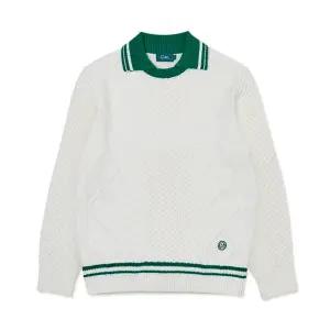 [세인트나인] 남성 케이블 조직 에리 변경 스웨터 OFF WHITE