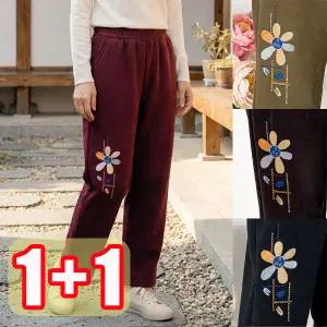 [엄마옷 로즈맘][1+1] 송준꽃자수밴딩기모바지