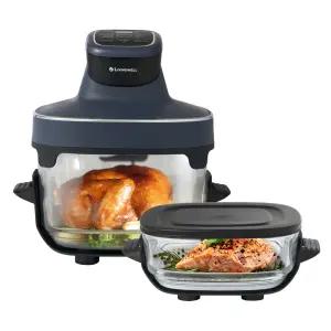 리빙웰 설거지 줄이는 원스탑 오픈형 글라스 에어프라이어 4.5L+2.5L/GL880