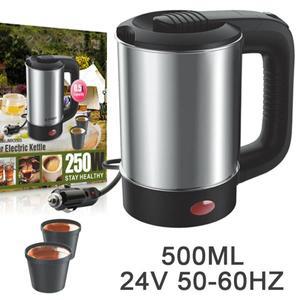 차량용 물 끓이기 500ml 24V 50-60Hz 전기 주전자 트럭용 스테인리스 스틸 커피 머그컵 가열 물컵 포트 병