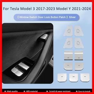 테슬라 모델 3 2017-2023 모델 Y 2021-2024 ABS 도어 오픈 버튼 커버 스티커 액세서리 용 윈도우 리프터 스