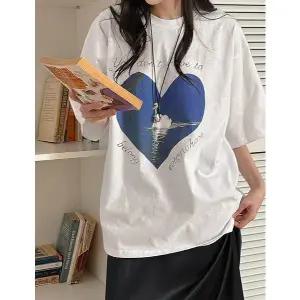 [공구우먼] 블루 스완 루즈핏 반팔 티셔츠 86344 빅사이즈 여성의류