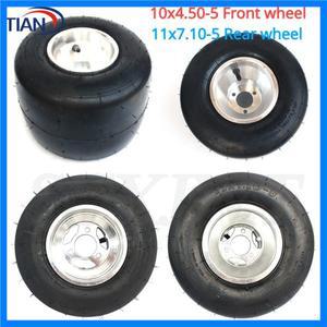 GO KART 휠 전면 10X4.50-5 타이어 후면 11X7.10-5 KARTING ATV UTV 버기 용 알루미늄 합금 림 허브가있는