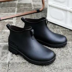 블랙 장화 남녀공용 레인부츠 화이트 숏 앵클