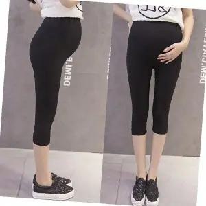 임신부 여름 칠부 레깅스 바지 신축성 편안한 착용감 임부복 하의 블랙 컬러 배