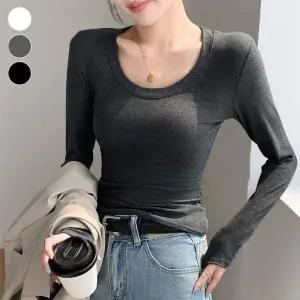 간절기 HJ45XO91 슬림핏 라운드 긴팔티셔츠 ELC-9028