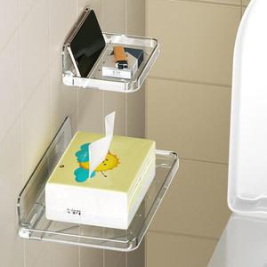 접이식 무타공투명욕실선반 욕실세면대선반 휴대폰 양치컵 받침대 소형