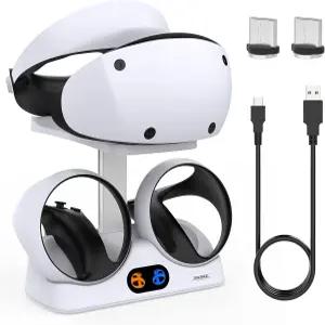 PS5 VR2 게임 액세서리용 USB-C 케이블이 있는 플레이스테이션 수직 PS 헤드셋 및 센스 컨트롤러 충전 도크