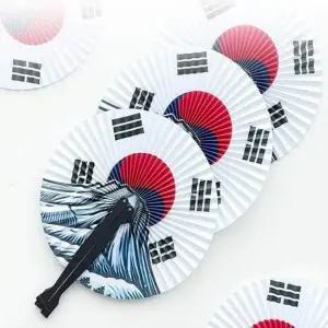 [골드스마일]초경량 접이식 원형 전통문화 부채 휴대용 태극기 한국 전통 부채