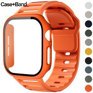 스포츠 실리콘 스트랩 + Galss+PC 케이스 애플워치 시리즈 11 46mm 아이워치 42mm용 6/5/4/SE 3/2/1 45mm 9/8/7 44mm