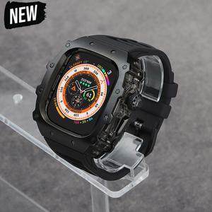 애플워치 울트라 2 49mm 45mm 44mm 스포츠 실리콘 밴드 아이워치 스틸 8 키트 6 9 고급 개조 5용 스테인리스 7 시리즈 케이스
