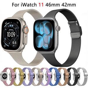 애플워치 9 8 7 45mm 41mm 울트라3 49mm용 메탈 밀라니즈 46mm 11/10 5 스트랩 42mm 6 iWatch 4 SE3 벨트 브레이슬릿 44mm 40mm 슬림
