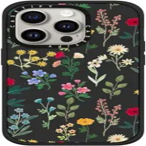 아이폰15프로 임팩트케이스 - 꽃 프린트 봄 보타니컬2 무광블랙(CASETiFY)