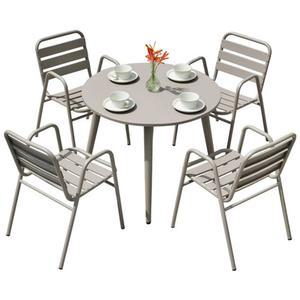 메슬리 철제 야외 테이블/의자4 세트 카페 원형 정원 의자 테이블 A 70cm 샴페인