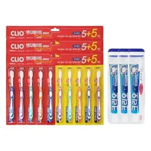 크리오 덴티메이트 오리지널 초극세모 칫솔 5+5개입 x3 + 칫솔치약세트 x3