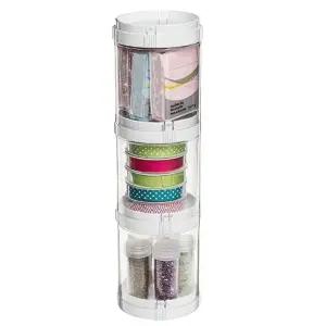 ( )소품 정리함 다용도 투명 원통 보관함 수납 박스 3단 데스크 서랍 식탁