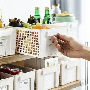 (선택 대형 화이트)주방 신크대 욕실 화장대 정리 라벨 바구니 대형 용품 수납장 수납함 선반 정리함 렉