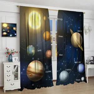 커튼 커튼방 태양계 창문 커튼우주 우주 비행사 은하 장식 침실 거실