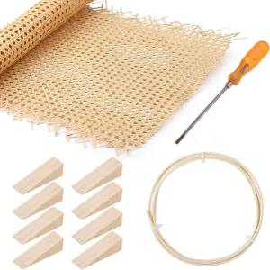 레리톤 11개 라탄 수리 키트 지팡이 웨빙 롤 1개 0.12인치 및 캐닝 끌 의자 캐비닛 바구니 가정용 가구